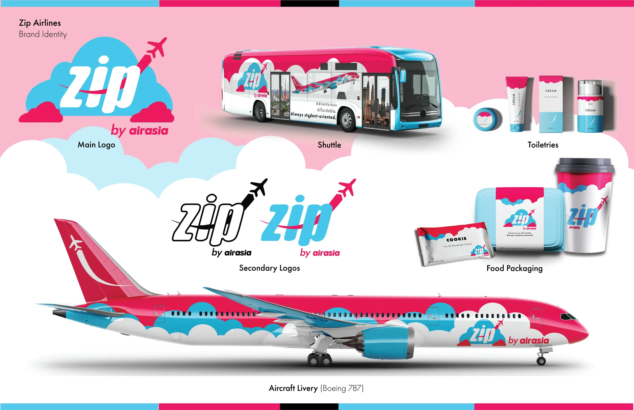 Zip Airlines Branding, Logos, and Packaging Mockups