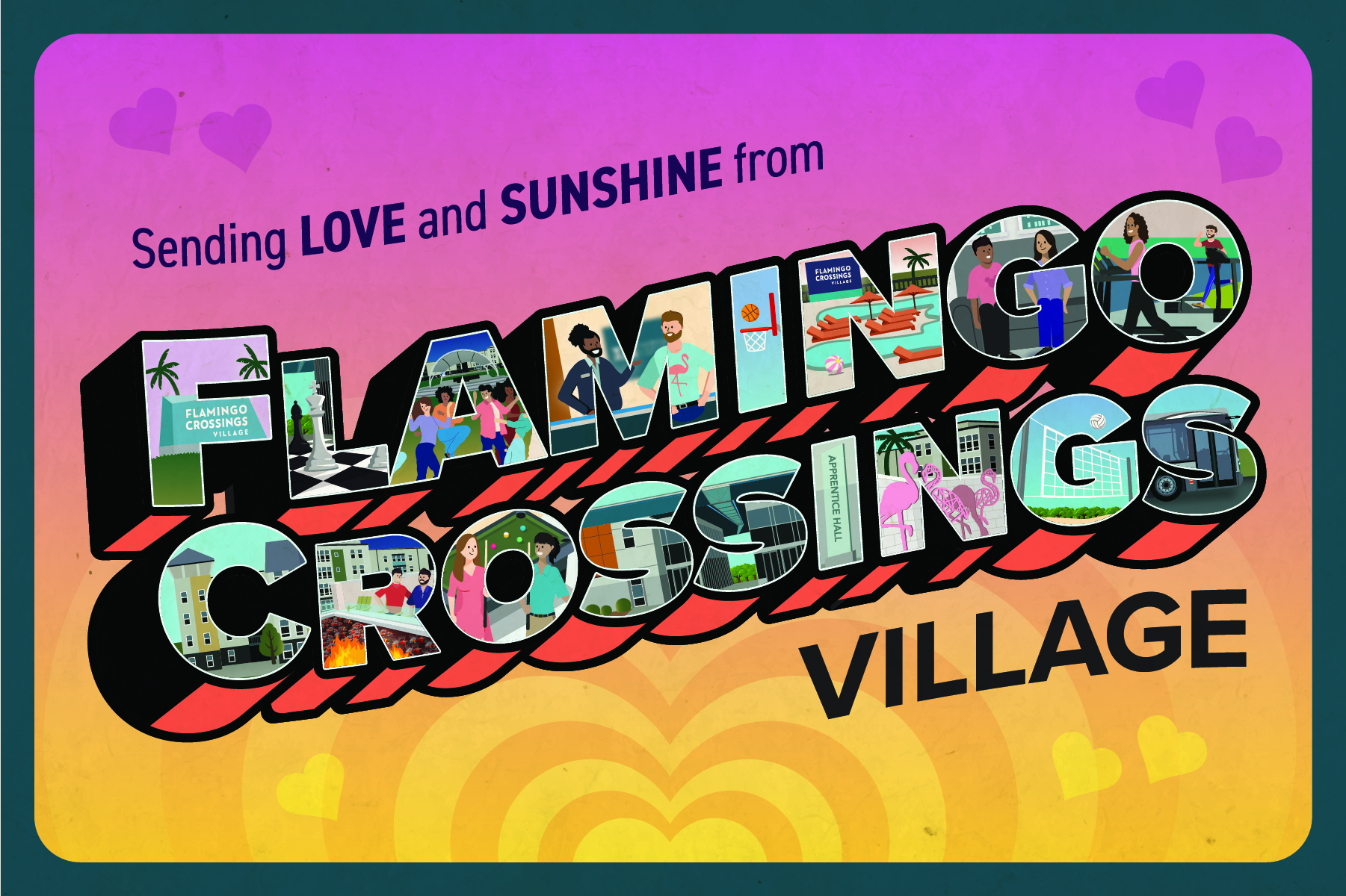 Flamingo Crossings Village Postcard